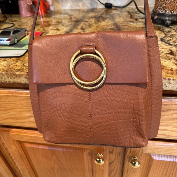 Vince Camuto Livy Crossbody Warm Caramel Handbag Purse 9" x 9 1/2" x 2" - Picture 2 of 8